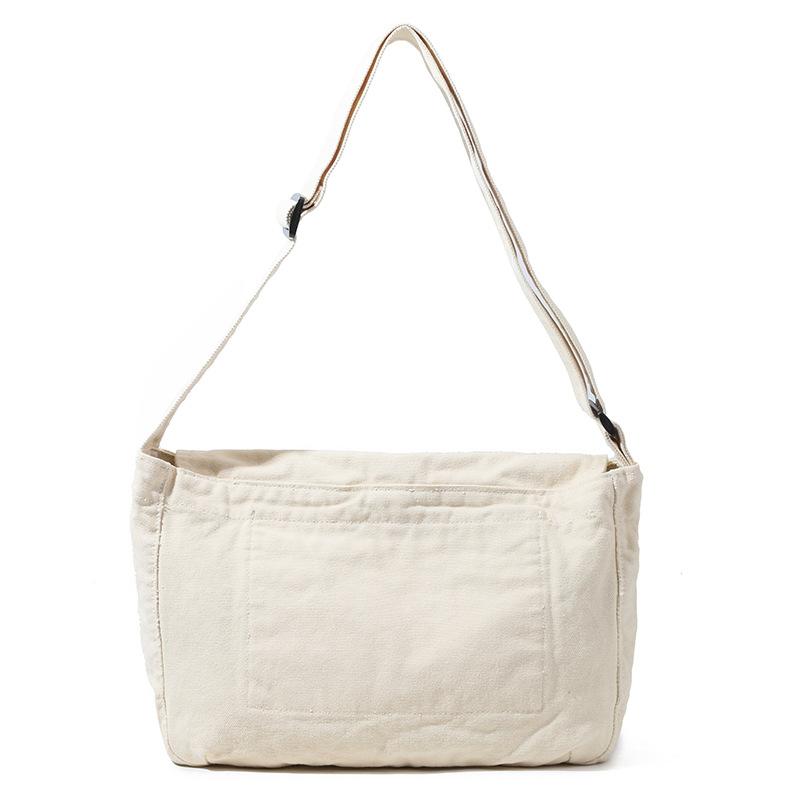 Washed canvas bag New casual simple messenger bag Ladies Harajuku trendy cool locomotive student shoulder bag