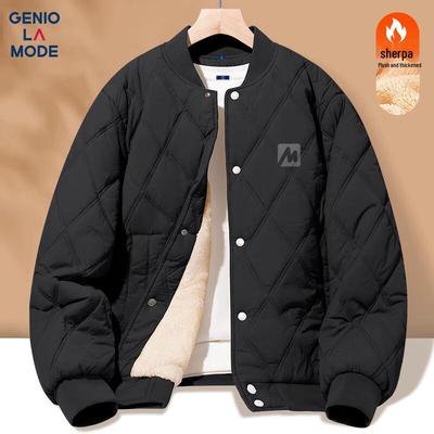 GENIOLAMODE Men's Plush Thick Casual Baseball Jacket