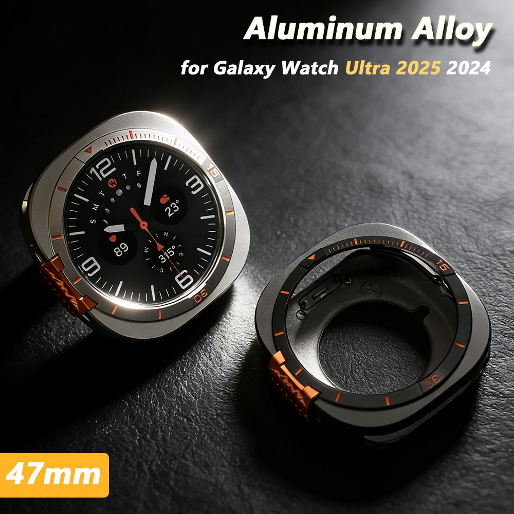 Aluminum Alloy Watch Case for Samsung Galaxy Watch Ultra 2025 2024 Screen Protection Hollow Protector for Galaxy Ultra 47mm Mens