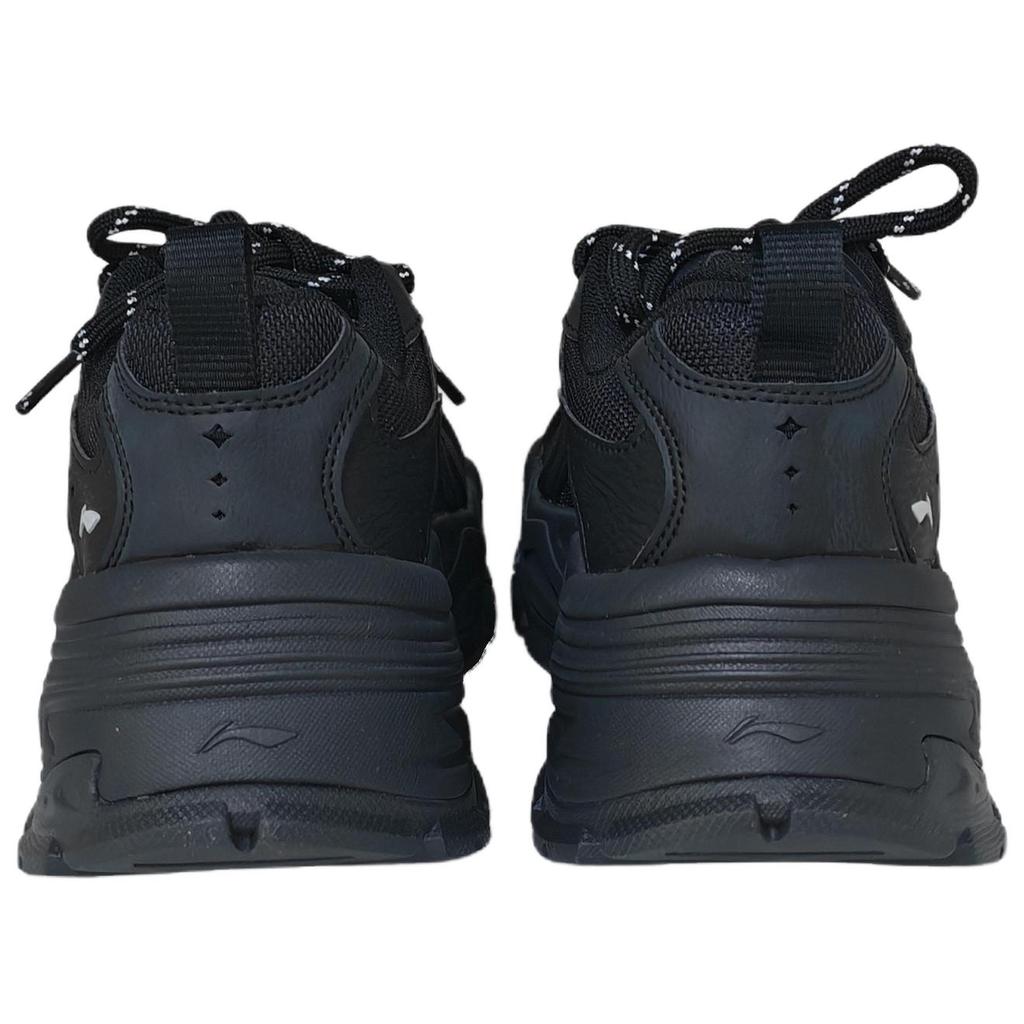 Li Ning Starburst Synthetic Leather Soft Retro Fashion Versatile Shock Absorption Non-Slip Wrap Low-Top Casual Shoes Women Sneaker Black AGCV252-4