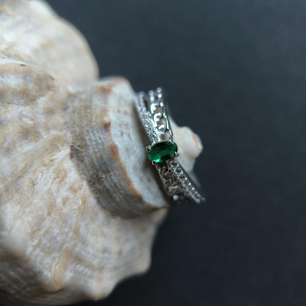 Silberring mit Nano-Smaragd 0,518ct, Artikelgewicht 2,61 g (2192138)