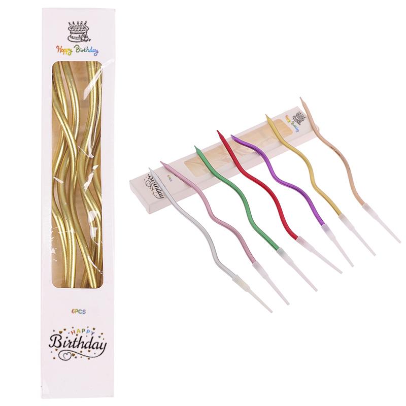 6 buc/lot Lumânare cu filet Curbat Spiral Tort Lumânare Flăcări Aniversarea copiilor