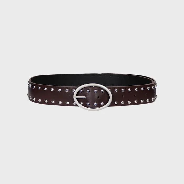 OVAL BUCKLE BELT_BROWN