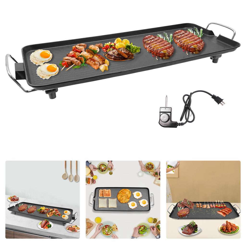 Non-Stick Electric BBQ Grill, 32-482℉ Adjustable Temperature, Outdoor Electric Grill, 1500W Electric Grill Plate