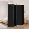Vidaxl 4-Panel Room Divider, Black, 200X200 Cm, Fabric