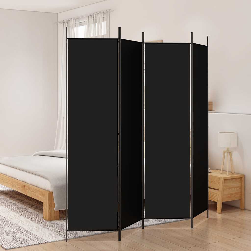 Vidaxl 4-Panel Room Divider, Black, 200X200 Cm, Fabric