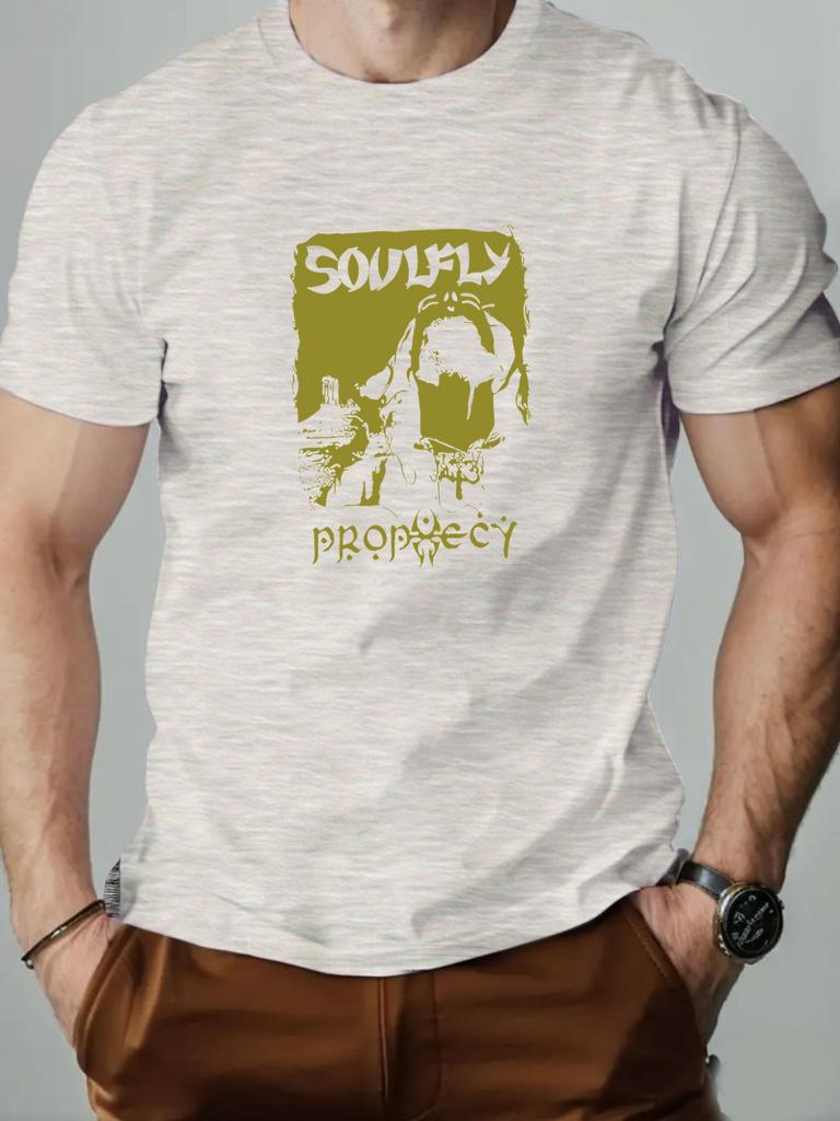 Mens Cotton Tshirt SOULFLY Summer Round Neck Shortsleeved Graphic Breathable Fashion Casual Tshirt
