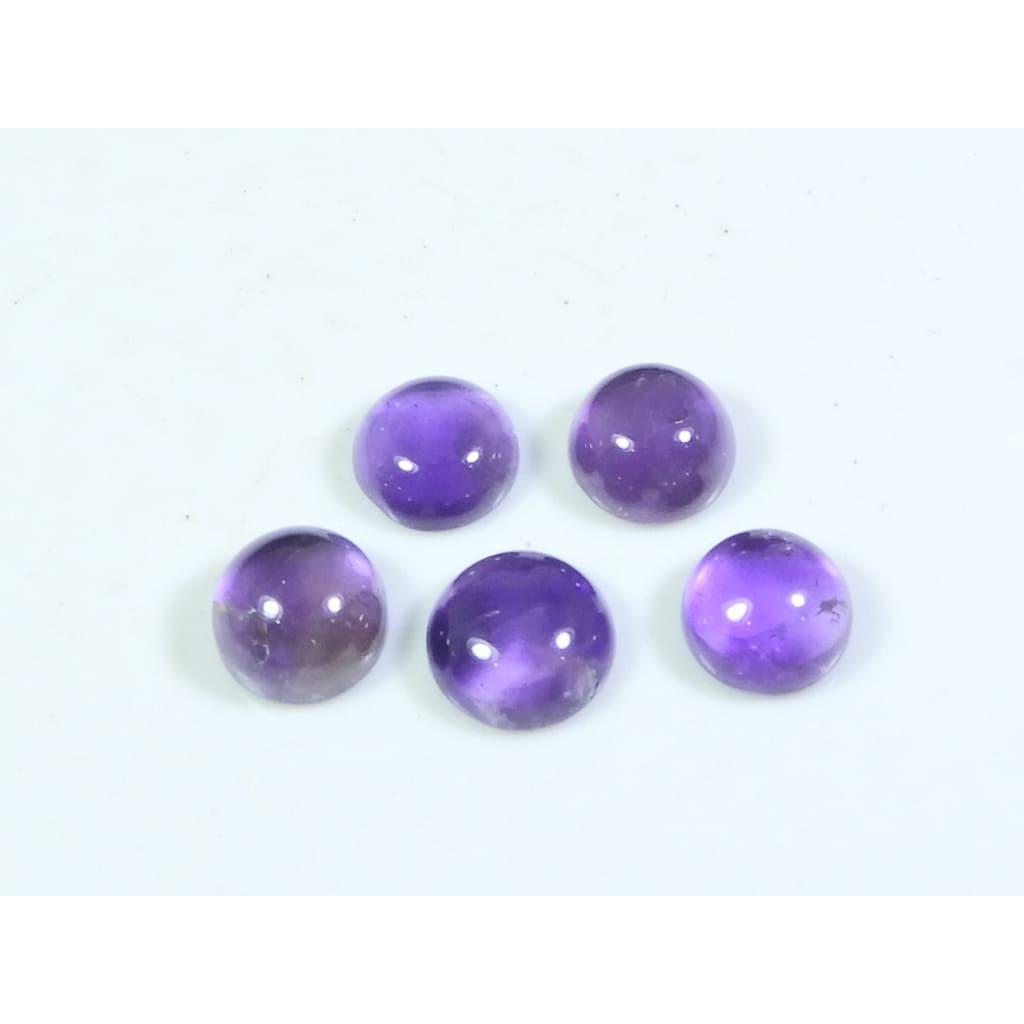 9MM Natural Amethst Ring Size Round Cabochon Loose Gemstone 5Pcs Lot 15Cts. A-433
