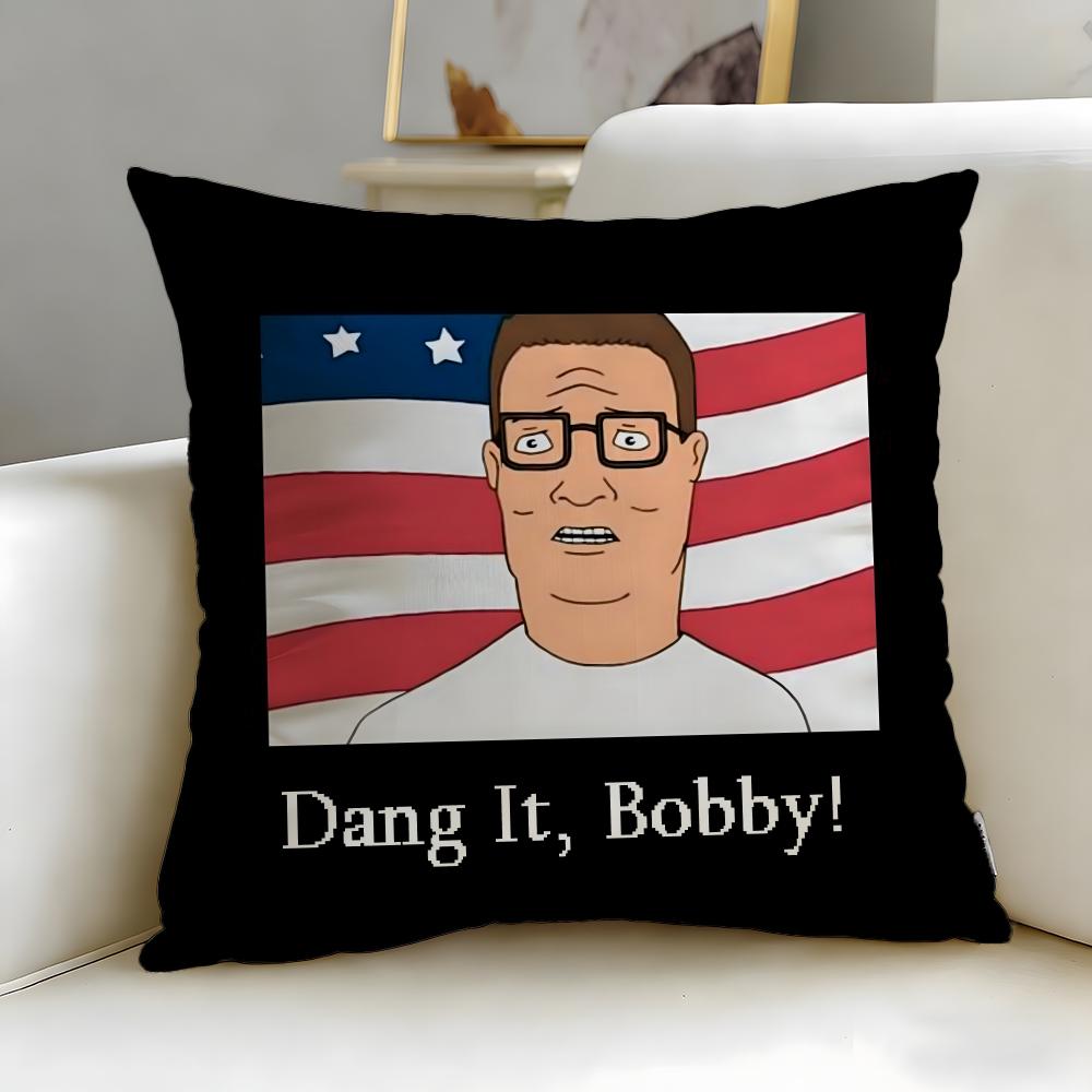 Classic Cartoon King of The Hill Cushion Cover Soft  EasyWash Pillow Case  Versatile for Couch Bed Travel and Office