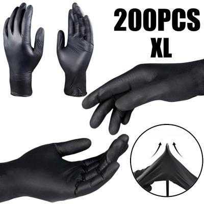 200PCS Disposable Black Nitrile Gloves Latex Free Waterproof Gloves Thickened Kitchen Cooking Gloves Housework Cleaning Tools