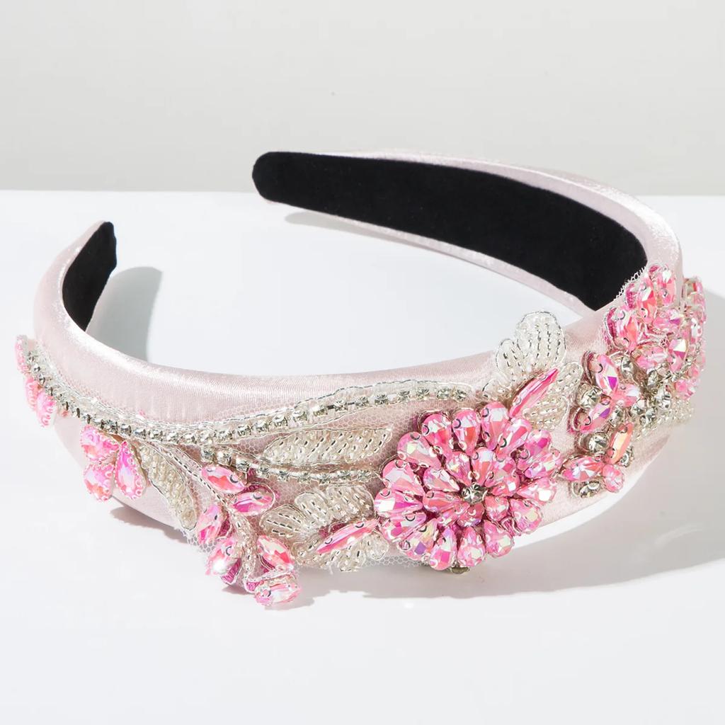 Europäisches und Amerikanisches Neues Schwamm Schwerindustrie Voll Diamant Stirnband Barock Luxus Glänzend Blume Ball Stirnband für Frauen