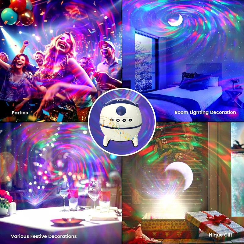 Kreatives Aurora Projektorlicht Bluetooth Lautsprecher Raumkapsel Nachtlichter für Schlafzimmerdekoration