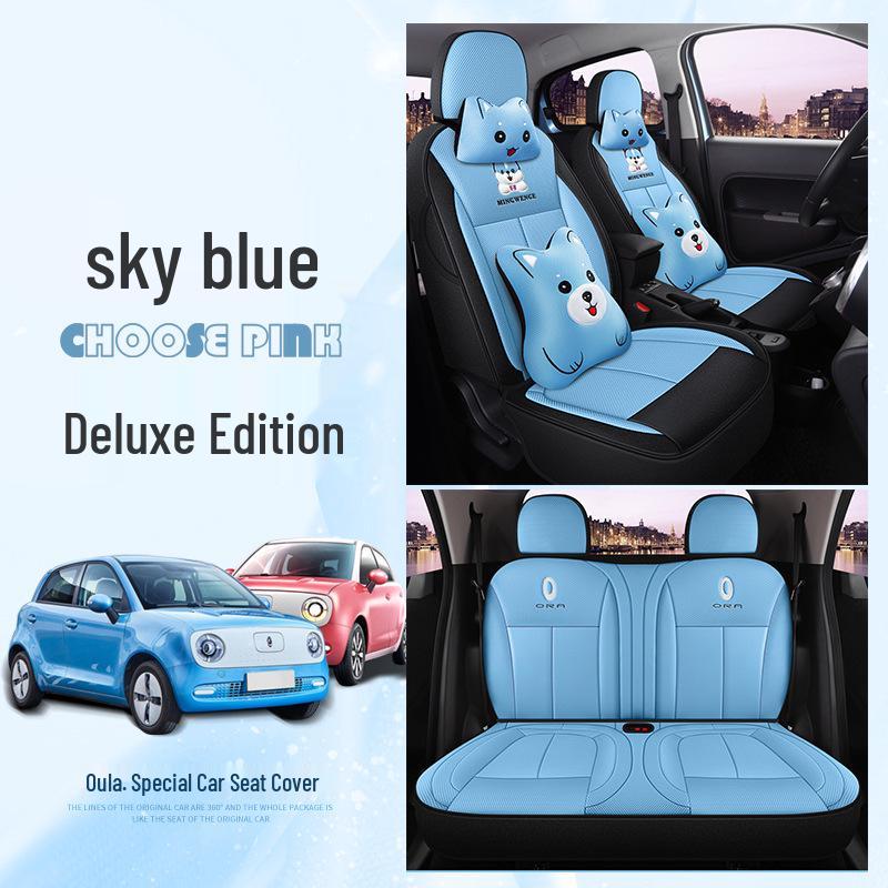 ORA R1 Custom Full Surround Leather Car Seat Cover - Cartoon Design for All Seasons