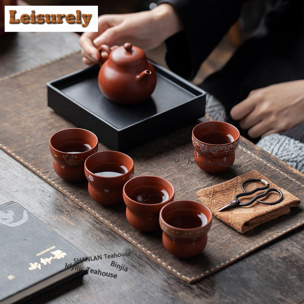 61ml Purple Clay Vermilion Gourd Teacup Zen Tea Bowl Set of Cups Tea-tasting Fragrance Cup Chazhan Master Cups Cha Supplies