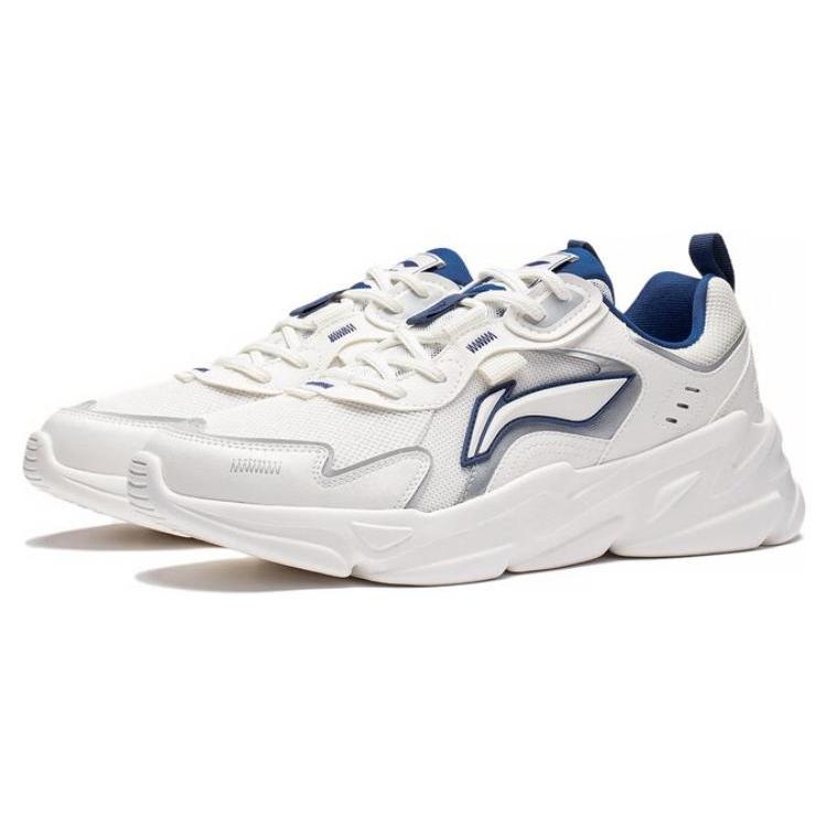 Li Ning Cloud Sea Slip Resistant Abrasion Resistant Low Top Sports Casual Shoes Men's Mist White Silver AGCT153-2