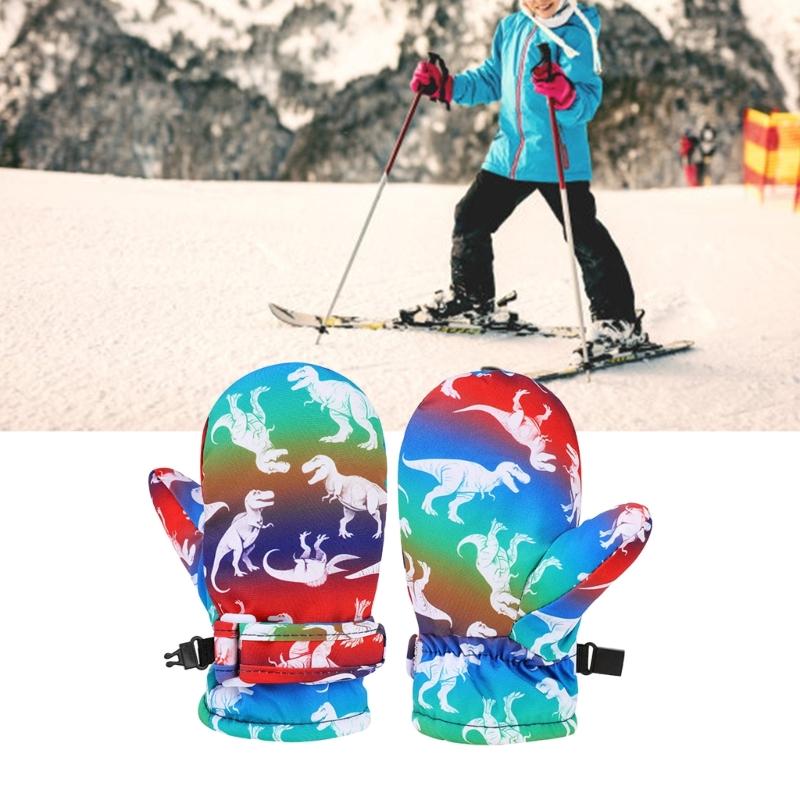 Children Animal Pattern Winter Gloves Flexible Ski Mitts Boy Girls Colorful Snow Gloves Comfortable Full Finger Gloves