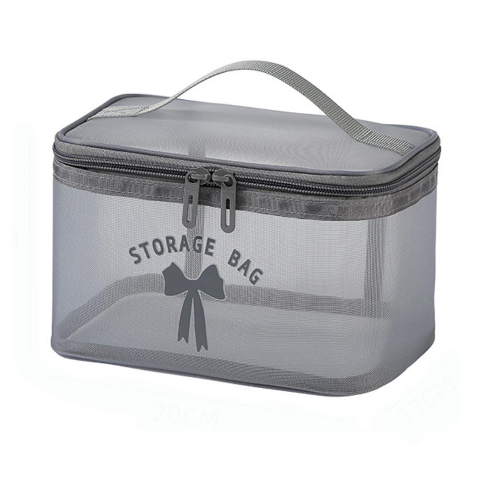 New Mesh Cosmetic Bag Translucent Large Capacity Travel Storage Bag Zipper Lightweight Toiletry Bag