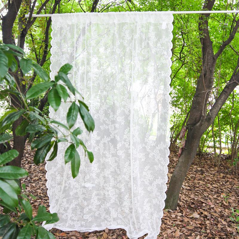 2PC Wohnzimmer Schlafzimmer Fenster Vorhänge Weiß Jacquard Spitze Pastoralen Stil Tüll Sheer Vorhänge