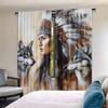 Tribal Chief Printed Curtains Pole Bag Polyester Material Design Bedroom Home Decoration Curtain Set Of 2 Made Washable Master Ready
