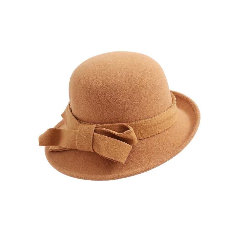Vintage Style Vintage Cloche Fedora Cap with Bow Decoration Female Bowler Hat  Female Fashion