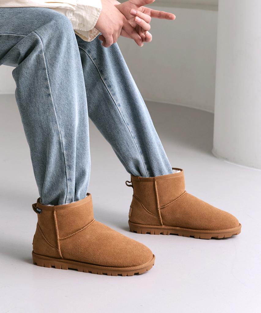 Mogaus Leather Fur Genuine Cowhide Short Boots 5 Colors (Men & Women Sizes)