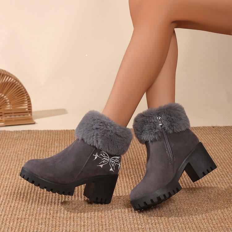 Women's lining padded warm cold does not tired feet heightening soft elastic comfortable shock absorption waterproof non-slip casual snow Martin boots