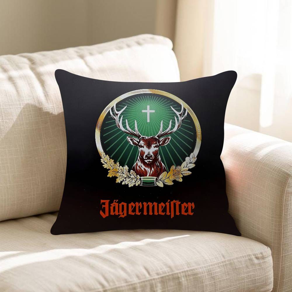 JJagermeister Logo Maple Design Cushion Cover Happy Autumn Harvest Decor Holiday Decorati Pillow Cover