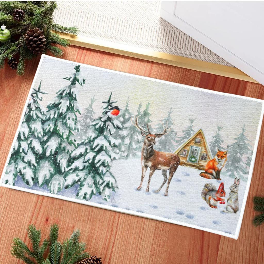 New Christmas-Themed Doormat Indoor/Outdoor Entryway Mat Bathroom & Foyer Rug Durable, Easy-To-Clean Holiday Home Decor