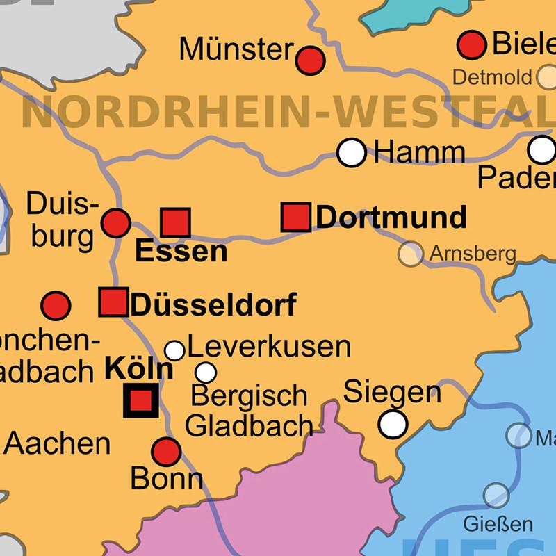 Německá mapa Německa s politickým rozdělením Obrázky Malby Mapa Domácí nástěnná dekorace, Cestovní/Vzdělávací pomůcky