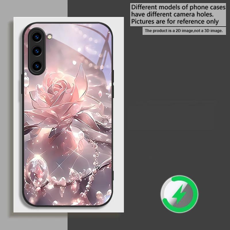 

Розы цвета ледяного кристалла Для Samsung Galaxy S26 Ultra S20 FE S21 S22+ S23 Plus S24 Ultra 25 Edge Для Magsafe Стеклянный чехол для телефона Galaxy S22 5G