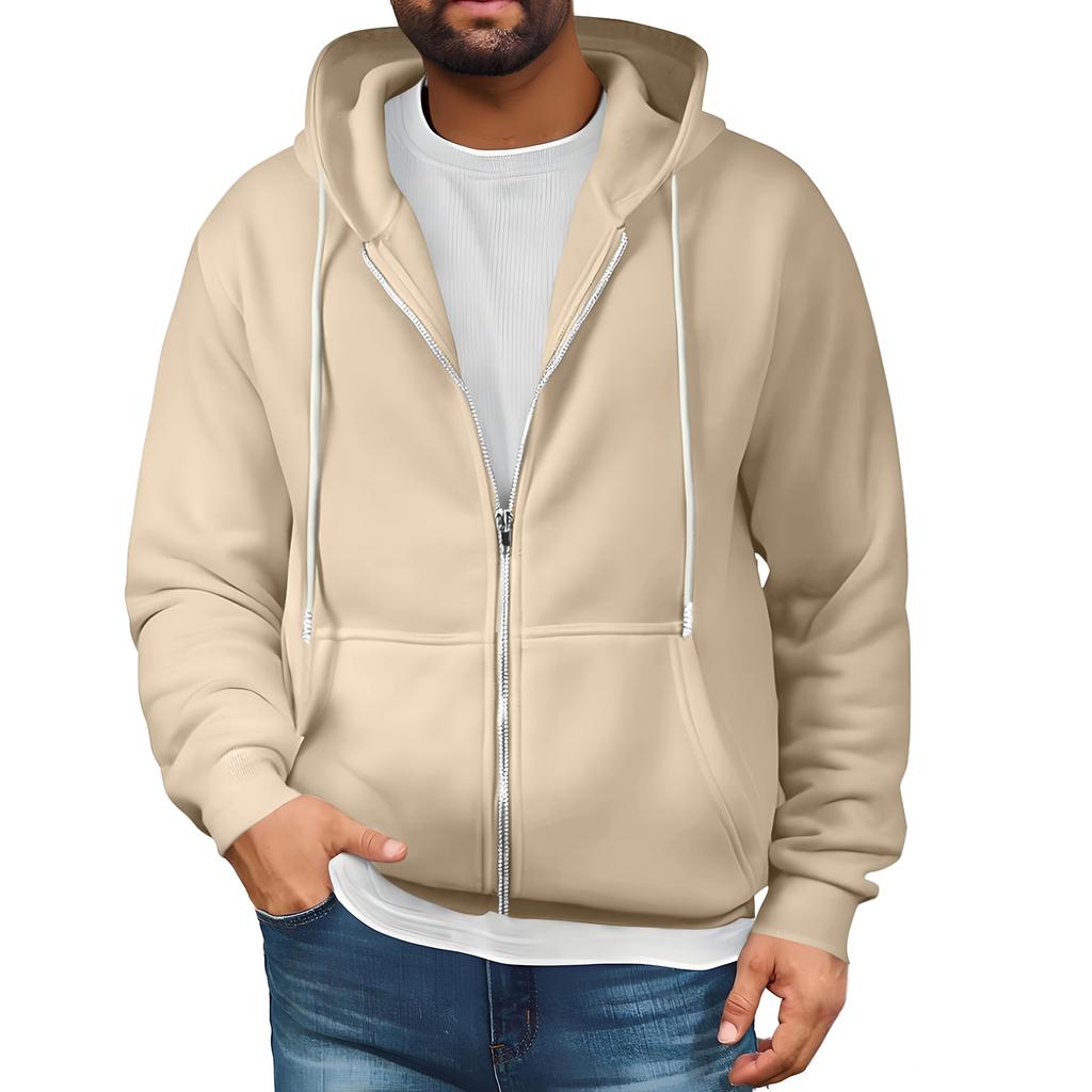 Mens Full Zip Hooded Drawstring Hoodies Pullover Sweatshirts Casual Long Sleeve Shirts