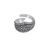Adjustable Open Ring Men Women Sterling Feather Wing Design Retro Vintage Geometric Finger