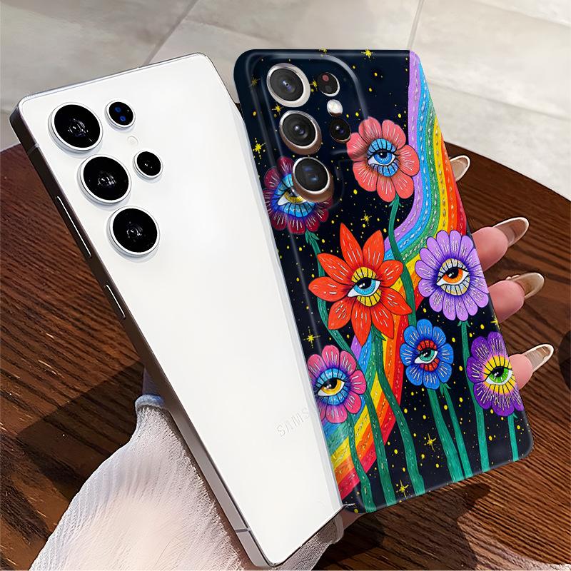 ins wind psychedelic starry sky flower eye mobile phone case Samsung S25Ultra light and thin anti-drop all-inclusive film case A35