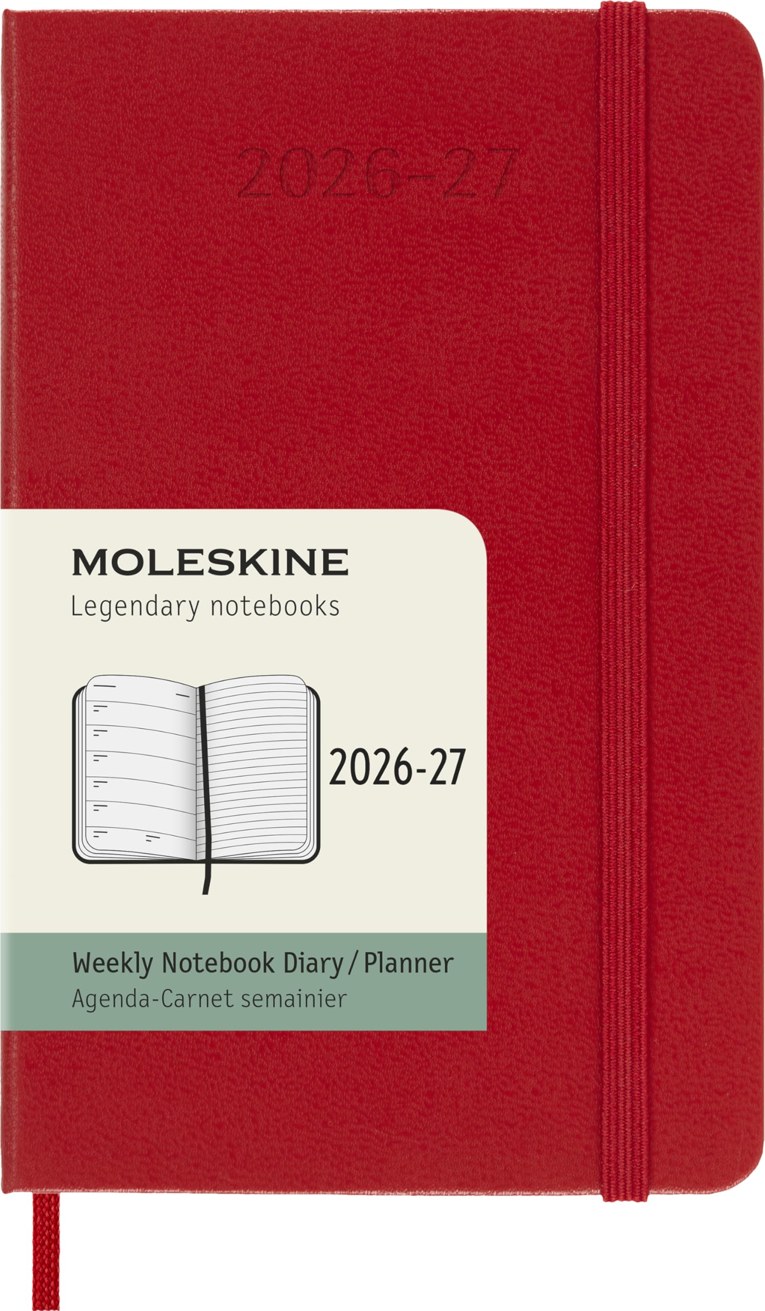 Moleskine 2026 Weekly July 18 Pocket Size x Scarlet DHF218WN2Y27 Diary, Start, Months, (9cm 14cm), Hardcover, Red,