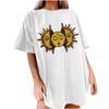 Women's Vintage Sun And Moon Printed Pattern Casual Short Sleeve Tops Blouse