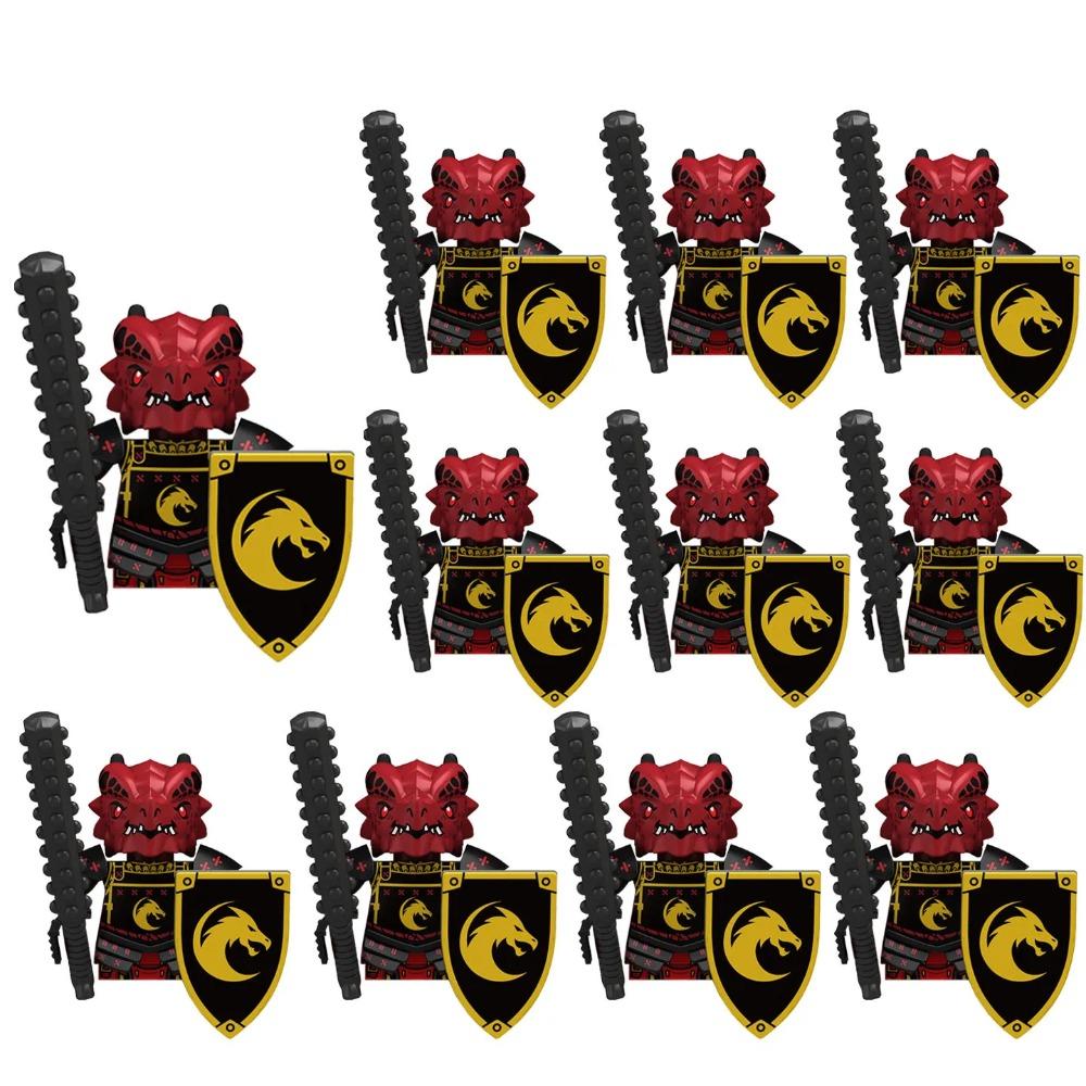 11pcs Medieval Dragon Knights Heavy Armor Bricks Assemble Action Figures Accessories Model