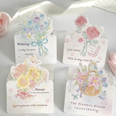 Urocze Kartki z Bukietem Kwiatów 3D Kartki z Dekoracją Róż Floralna Kartka Zaproszenie Kartka z Podziękowaniami Urodziny