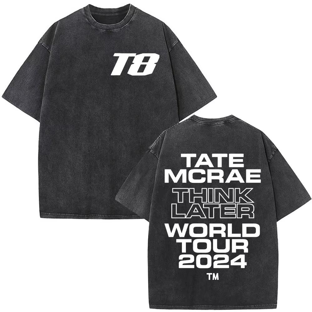Tate McRae So Close To What Album Tour Washed T-Shirt Herren Damen Baumwolle Kurzarm Sommer Vintage T-Shirt Tops Fans Geschenk