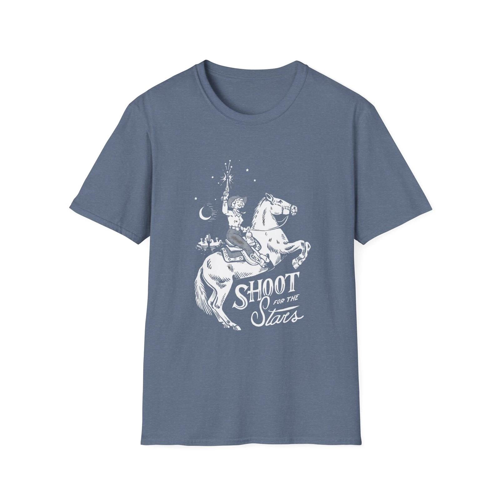 Stars Cowgirl on Horse T-Shirt | Western Rodeo Womens Ladies Girls 4XL