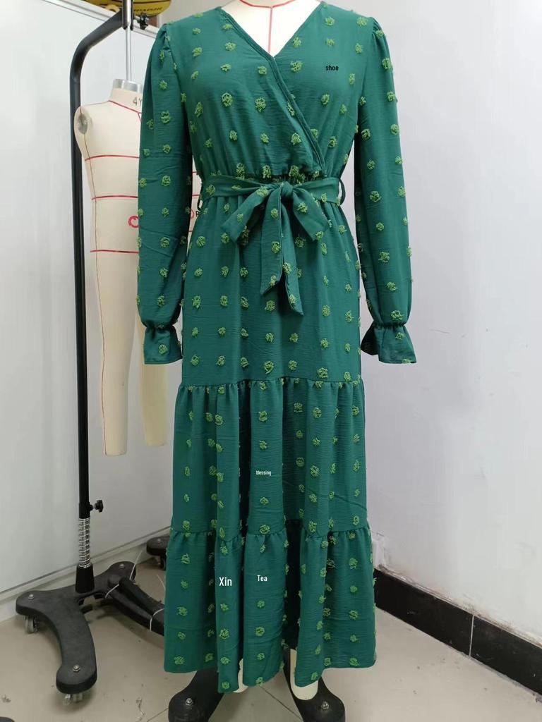 Women's Solid Color Big Swing Casual Long Dress for Autumn/Winter 2023