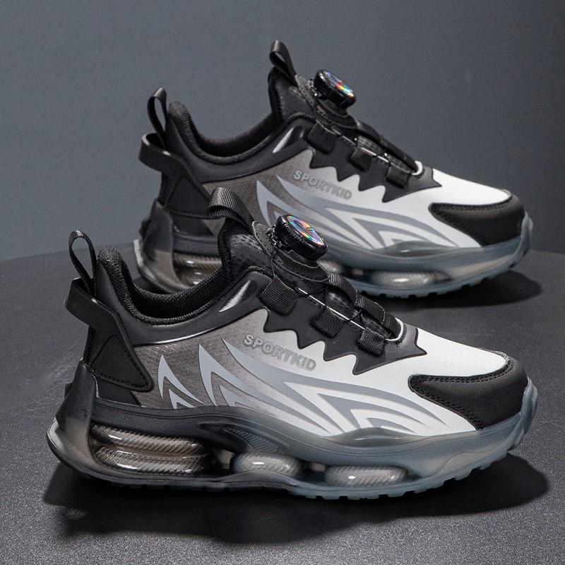 Boys Running Shoes With Rotating Buckle Lightweight Breathable Non-Slip Sport Sneakers Kids Ages 4-16