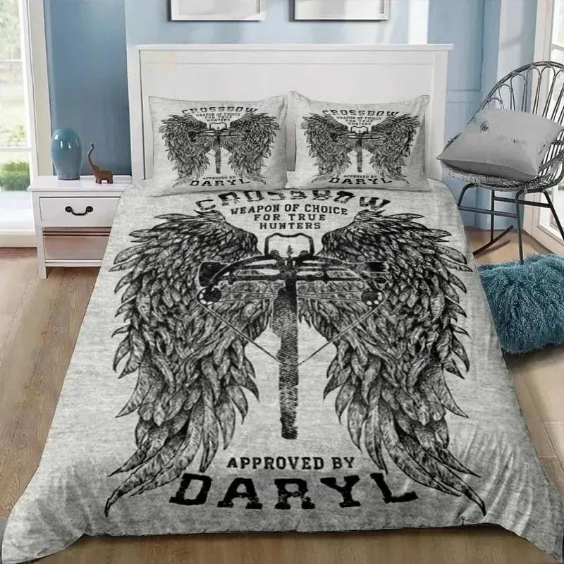 The Walking Dead Daryl Dixon Křídla Značka Ložní Sada Jednolůžko Dvoulůžko Plná Queen King Size Ložní Sada Dospělí Chlapci Ložnice 3D Tisk