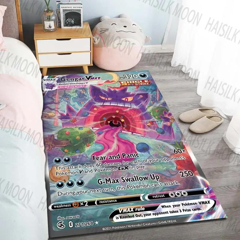 HD Classic Gengar Pokémon Cards Pattern Carpet for Living Room Bedroom, Sofa Floor Mat, Modern Simple Style,Machine Washable Rug