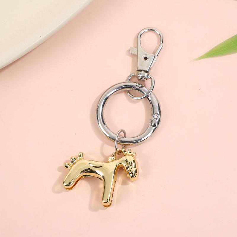 Creative Colorful Pony Keyring Fashion Simple Metal Keychain Backpack Pendant Versatile Key Hanging Decoration Accessories