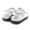 Excellent CHANEL Sandals Silver leather Women 37 G31857 Used
