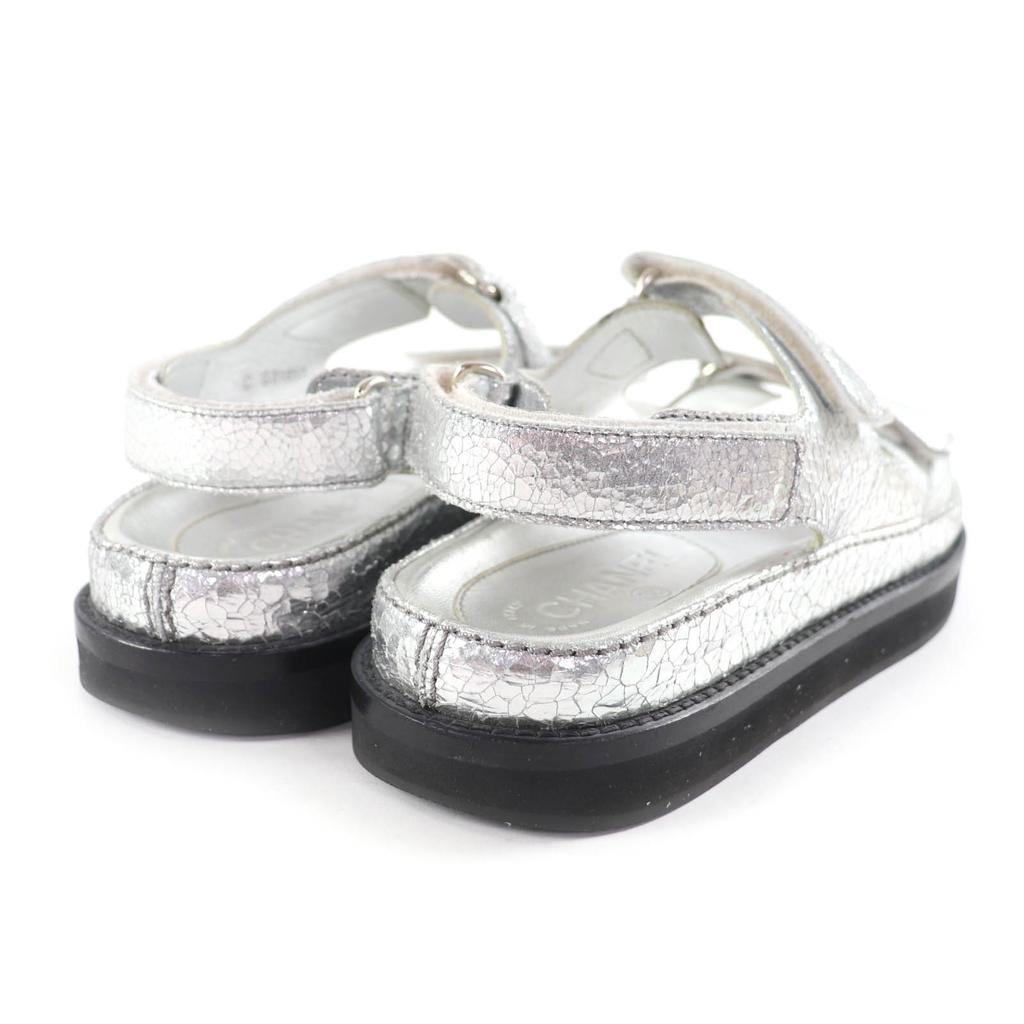Excellent CHANEL Sandals Silver leather Women 37 G31857 Used