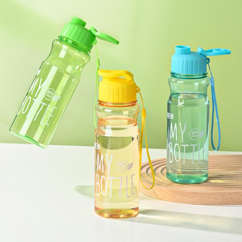 650ML Transparent&Bärbar Läckagesäker Shaker Sportvattenflaska med Lock För Skola Gym Resor Flicka Pojke BPA-fri
