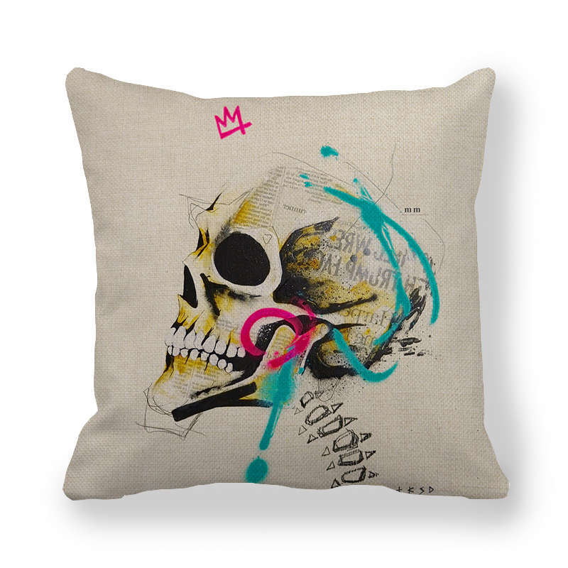 Creative Skull Flower Series Digital Printing Short Plush Pillow Covers For Car Sofa Office Cushion Cover Home Goods 60X60Cm