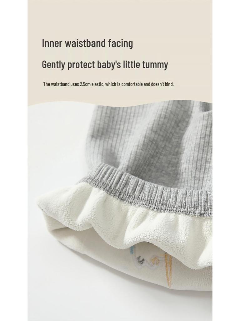 2025 Autumn/Winter Toddler Girls' Fleece-Lined Leggings 0-3 Years