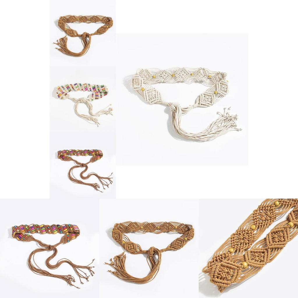 Bohemian Vintage Waist Belt With Handcrafted Beadwork For Retro Resort Outfits Women